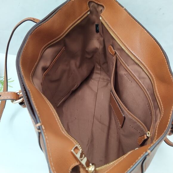 Coach Brown Pebbled Leather Turnlock Double Handles Large Tote Shoulder Bag - Picture 11 of 16